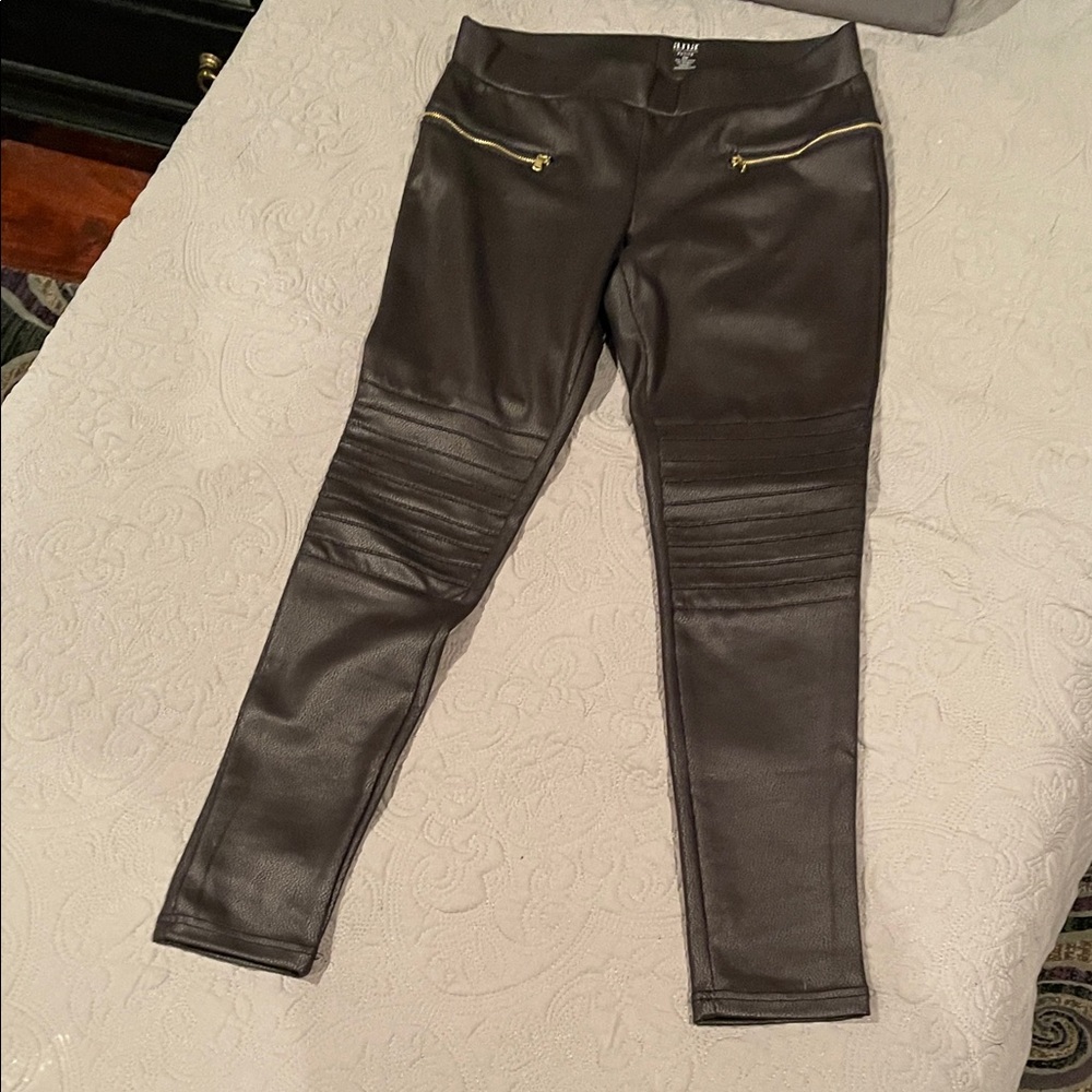 Black Faux Leather Women Jeans